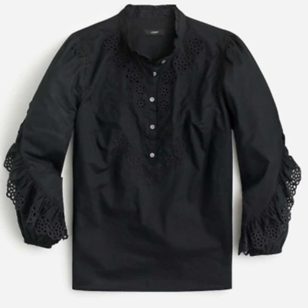 NWT J. Crew eyelet ruffle sleeve blouse
